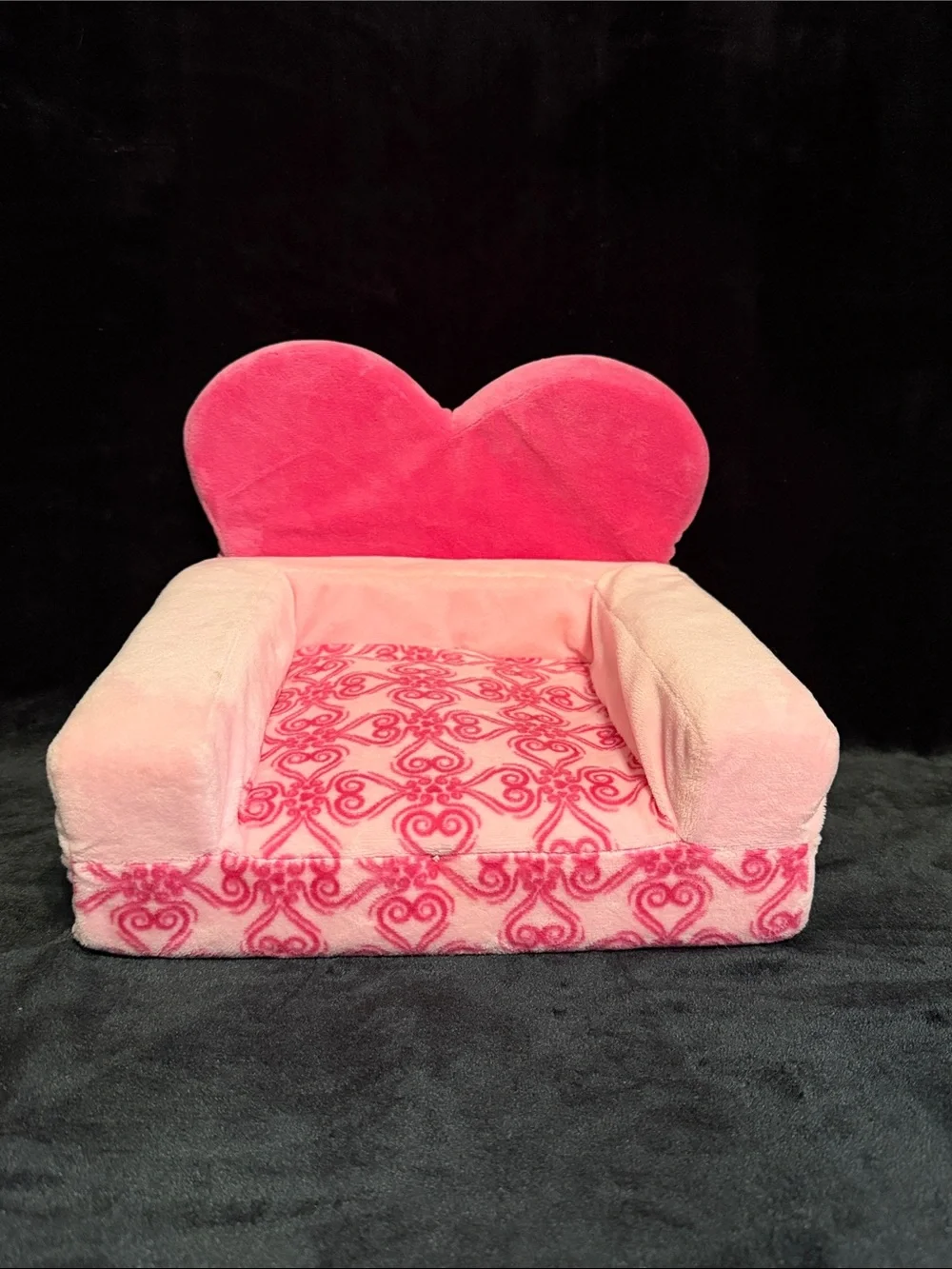 Build-A-Bear Pink Heart Plush Foldable Bed Chair Can be used for 18” Dolls